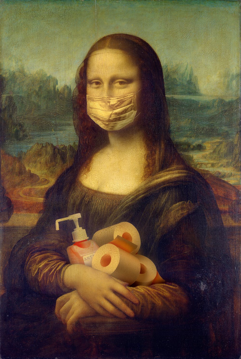 Leonardo Da Vinci's Mona Lisa Covid-19 Parody