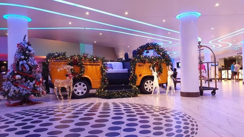 An iconic danfo (yellow bus) aesthetic featured in Eko Hotels and Suites for the 2019 Christmas Carnival
